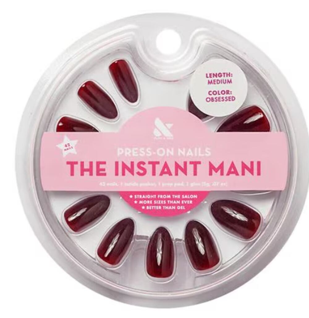 Olive & June Press-on Nails-Obsessed-Almond-Medium-Deep Red